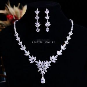 Zircon Drop Earring and Necklace for wedding/prom